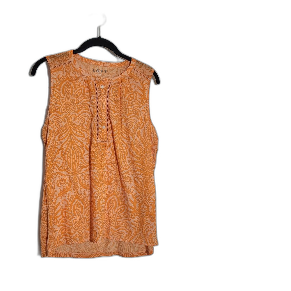LOFT Vibrant Orange Paisley Sleeveless Top